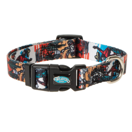 Patterned Adjustable Snap-N-Go Dog Collar, Bucking Bronc