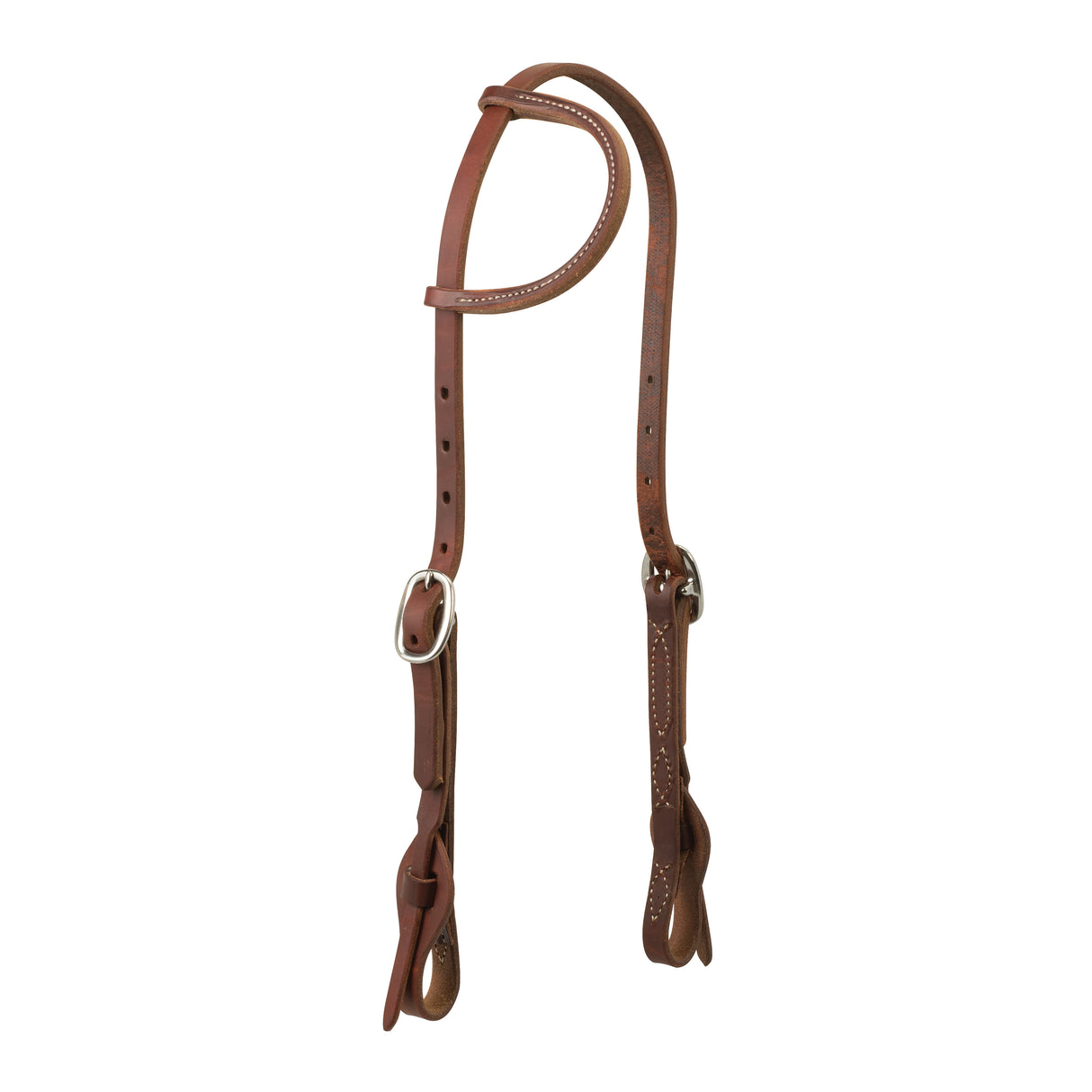 Working Tack Quick Change Single-Ply Headstall, Leather Tab Ends