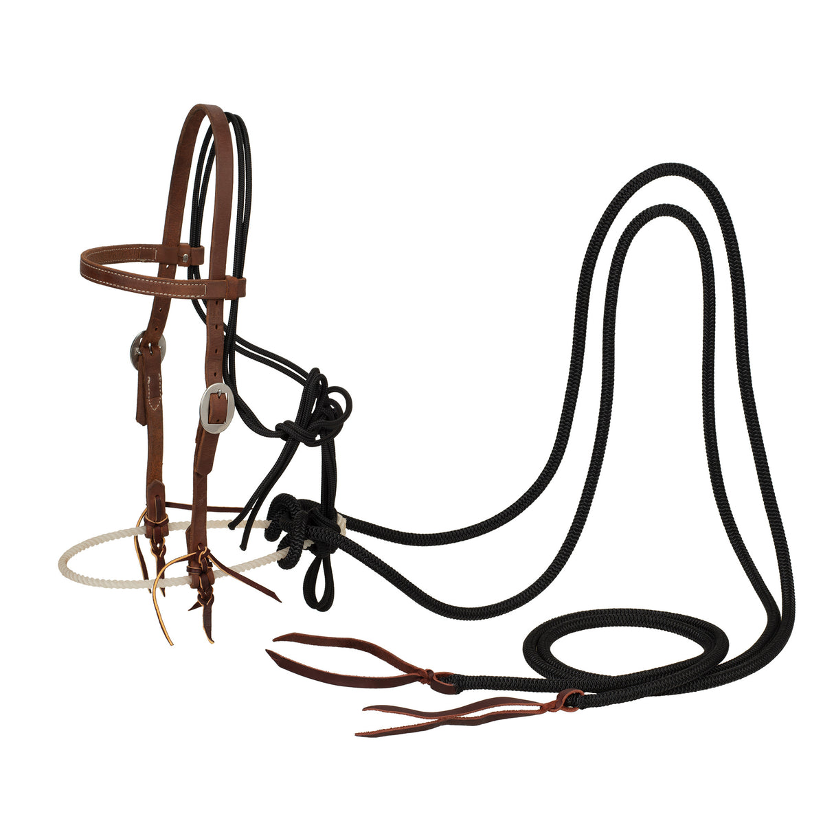 Loping Hackamore Leather Headstall/Rein