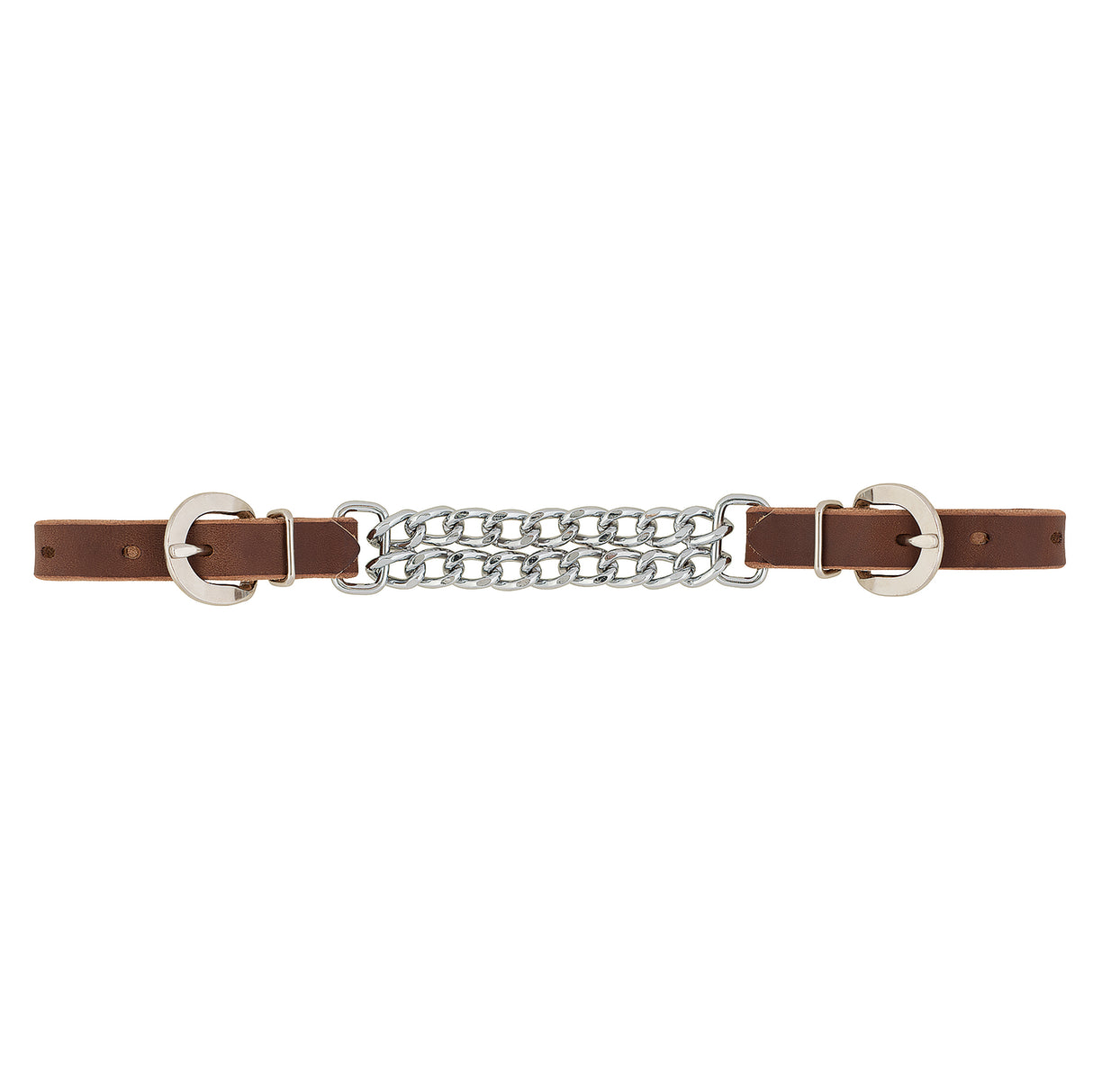 Bridle Leather 4-1/4" Double Flat Link Chain Curb Strap
