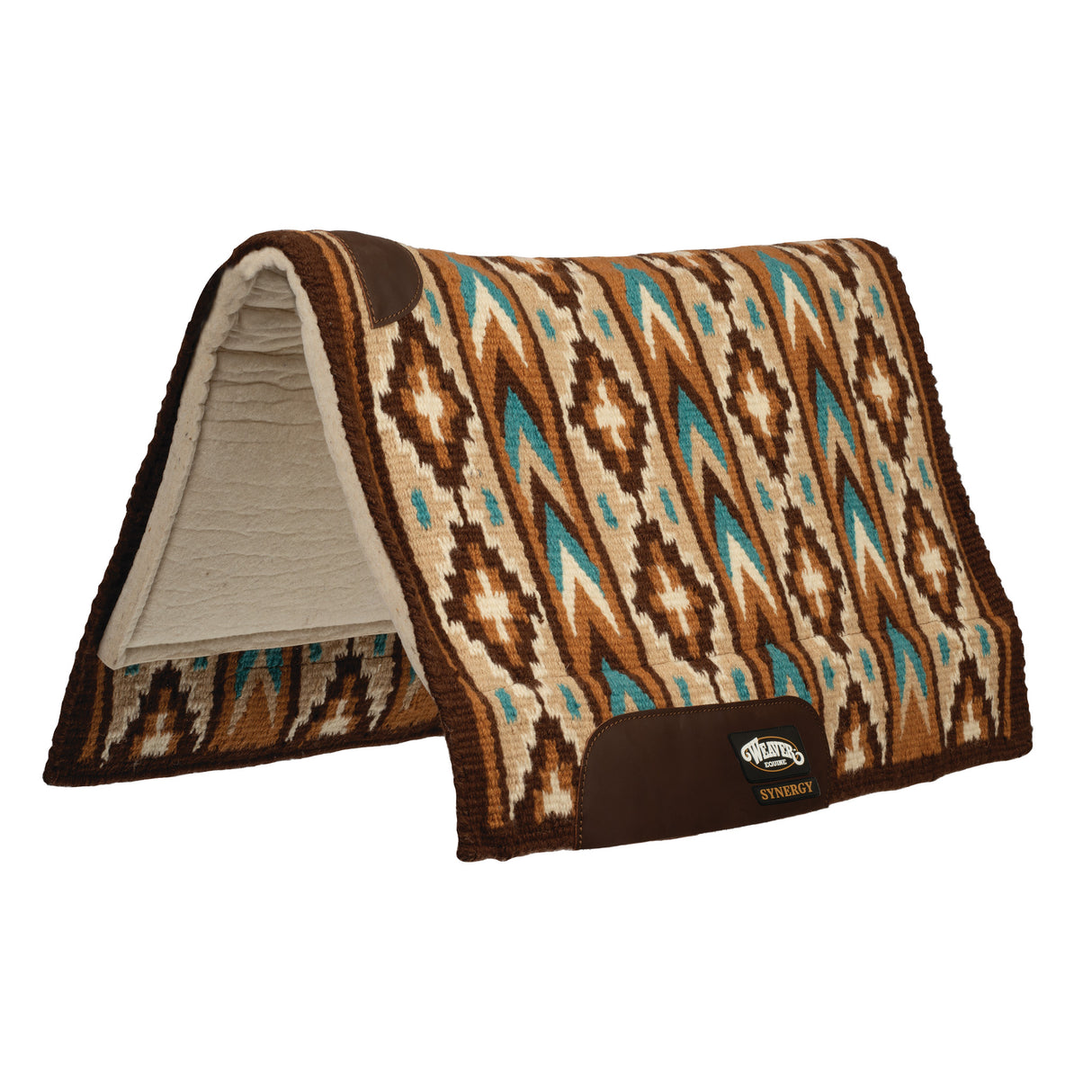 Synergy Blanket-Top Wool Felt Saddle Pad in Brown, Turquoise, Black, Purple Southwestern Patterns