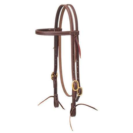 Working Tack Doubled and Stitched Browband Headstall, Tie Ends