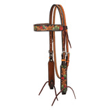 Turquoise Cross Cactus Tooled Headstall