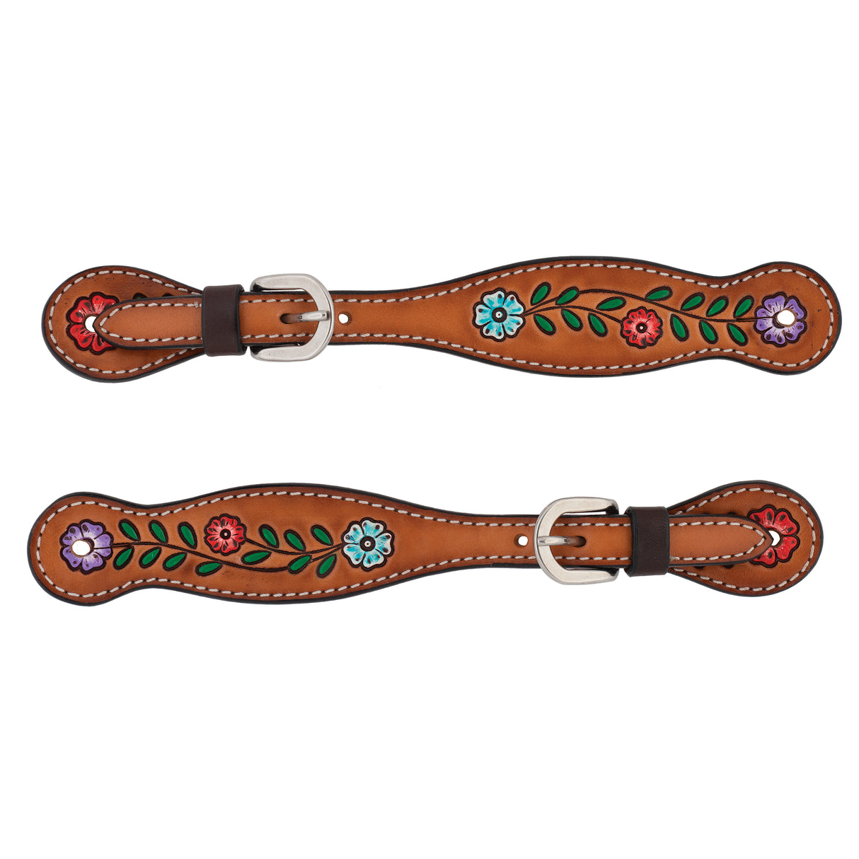 Turquoise Cross Floral Vine Spur Straps, Ladies'