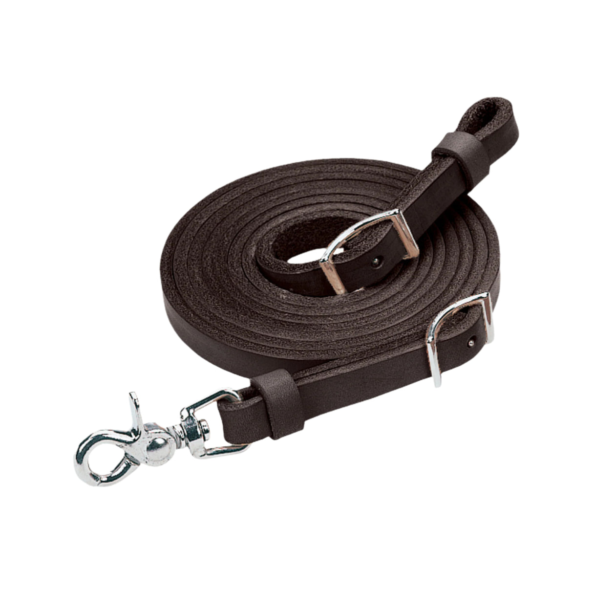 Black Leather Roper Rein, 5/8" x 7