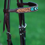 Turquoise Cross Turquoise Beaded 5/8" Browband Headstall