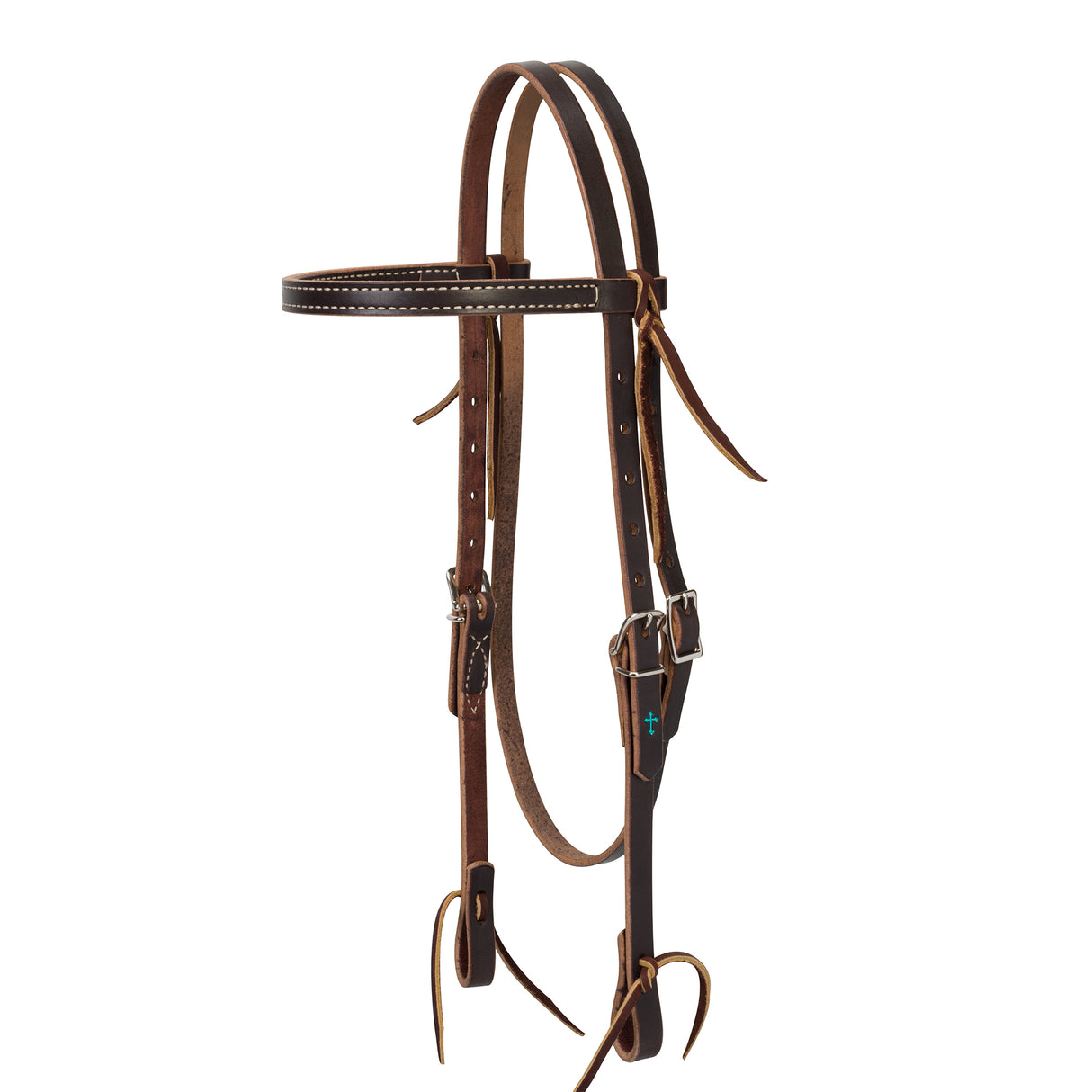 Turquoise Cross Skirting Leather 5/8" Browband Headstall