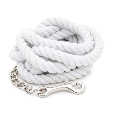 White Cotton Lead Rope with Nickel Plated Chain and 225 Snap