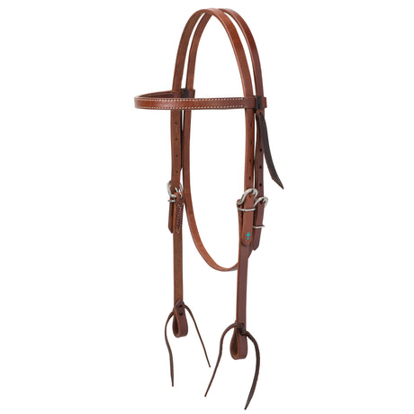 Turquoise Cross Skirting Leather 5/8" Browband Headstall