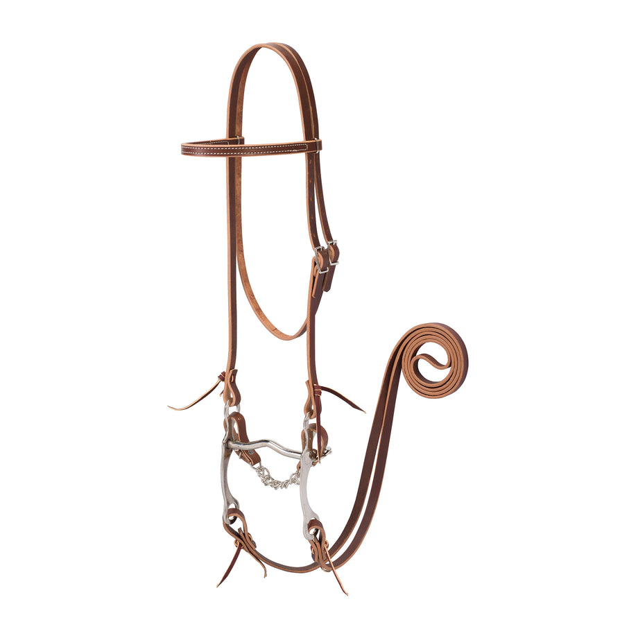 Weaver Leather Harness Leather Browband Bridle with Single Cheek Buckle - Pony