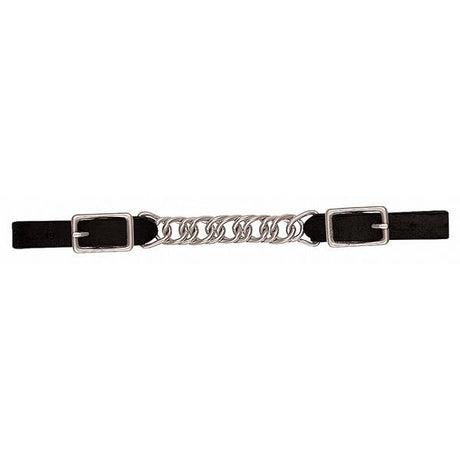 Black Leather 4-1/2" Single Flat Link Chain Curb Strap