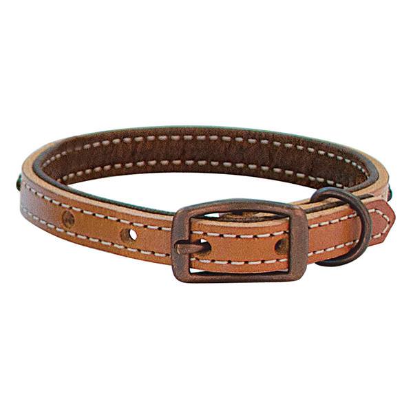 Black Dog Collar with Tan Leather + Brown and Beige Stitching