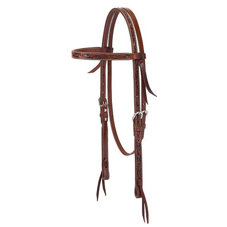 Turquoise Cross Floral Carved 5/8" Browband Headstall