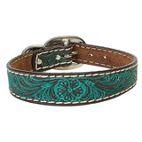 Carved Turquoise Flower Dog Collar