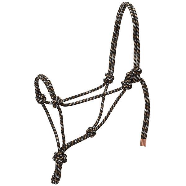 Diamond Braid Rope Halter, Black/Tan/White