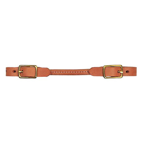 Harness Leather Rounded Curb Strap, Solid Brass Hardware