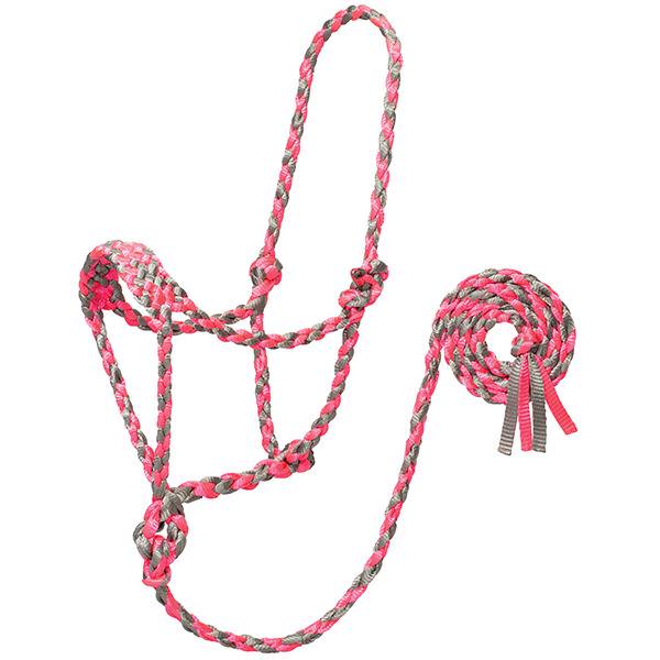 Braided Rope Halter with 10 Lead, Red/Black - Weaver Equine