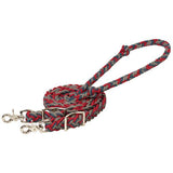 EcoLuxe<sup>&trade;</sup> Flat Barrel Reins, Dark Red/Indigo Blue/Charcoal, 3/4" W x 8 L