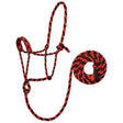 Braided Rope Halter with 10 Lead, Red/Black